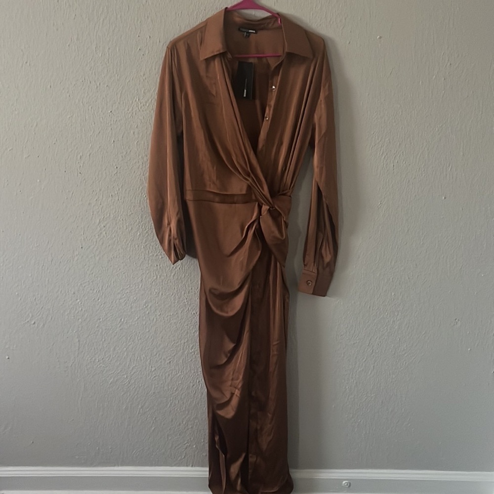 Gabriella Satin Maxi Shirt Dress